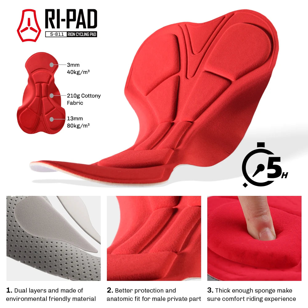 RION Elastic Interface Cushion Upgrade Men Cycling Bib Shorts MTB Road Bike Tights Race Bicycle Culotte Ropa Ciclismo Hombre