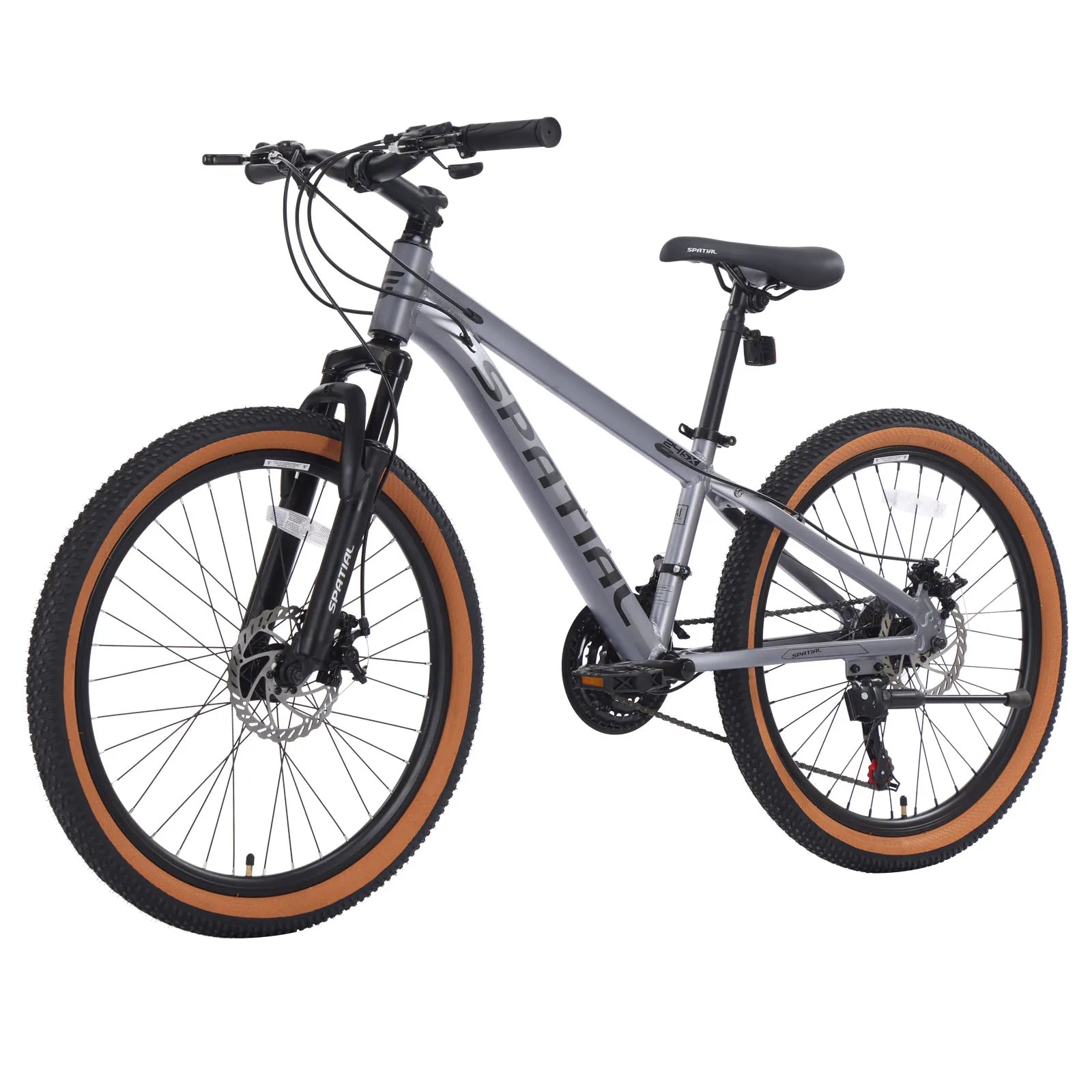 SPATIAL Mountain Bike 24 Inch, 21 Speed Aluminum Frame Lightweight Bike,Dual Disc Brake Bicycle for Teenager