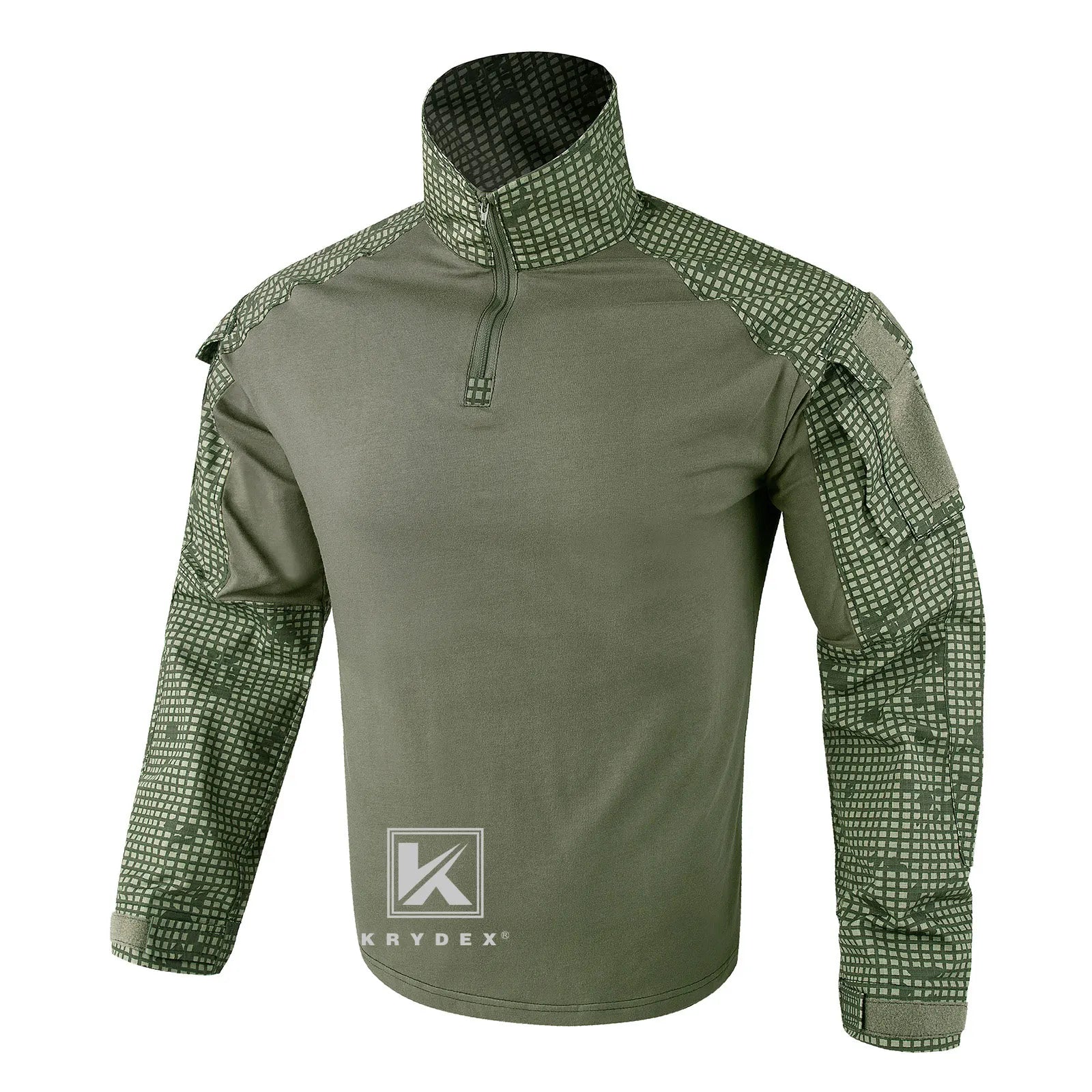 KRYDEX Combat Shirt with Elbow Pads For Hunting Outdoor Tops Tactical Clothes MC Tiger Stripes Shirts