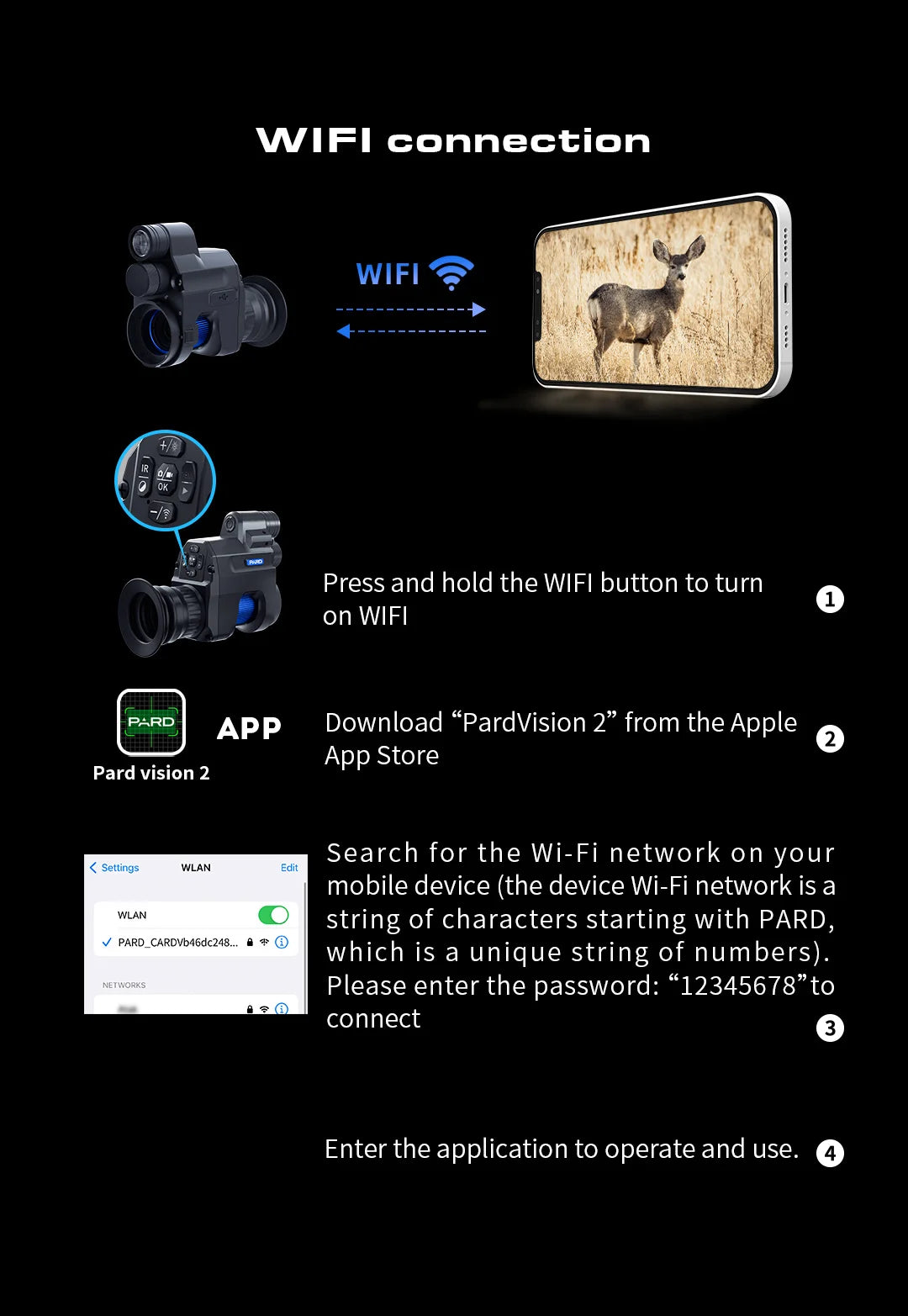 PARD NV007V2 14.5mm Lens 850nm Hunting Monocular Waterproof WiFi 1080P Digital Camera