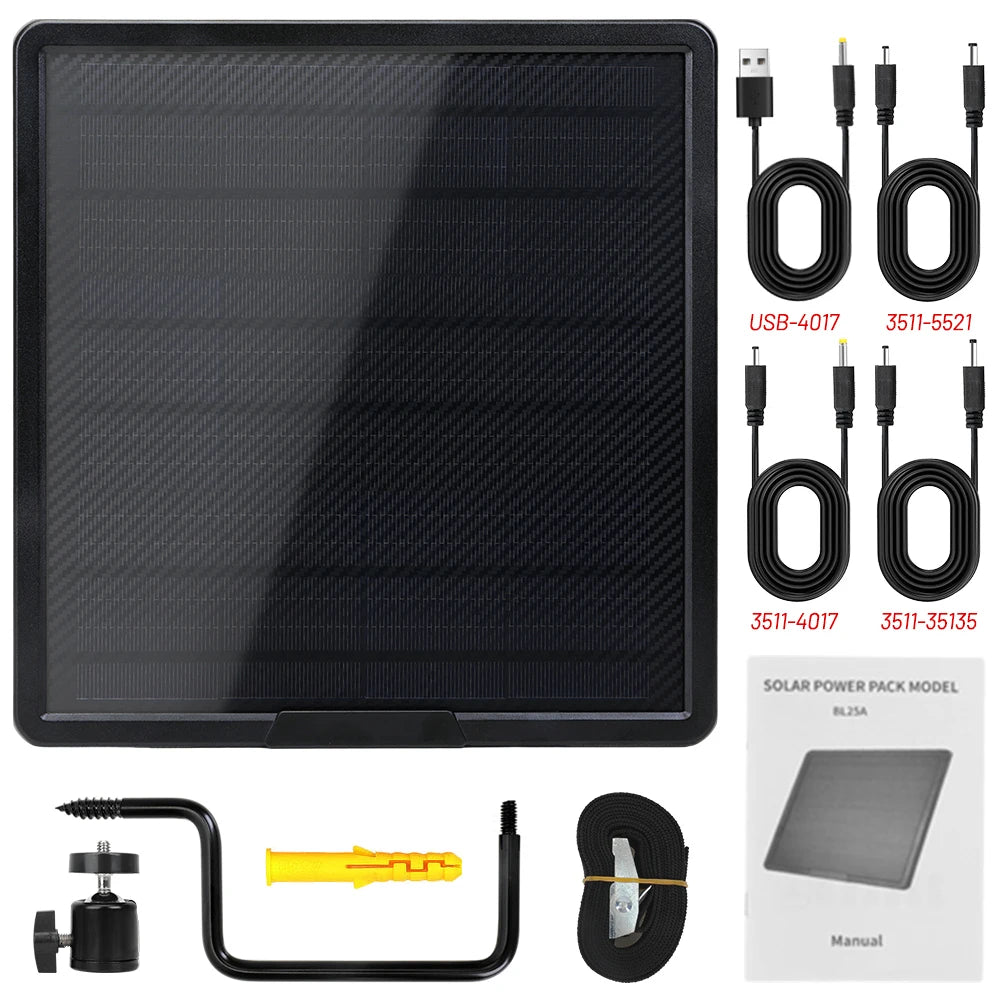 25000mAh Large Capacity Solar Power Pack IP66 Type-C Fast Charging Solar Panel Kit Complete for 4G Trail Hunting Secruity Camera