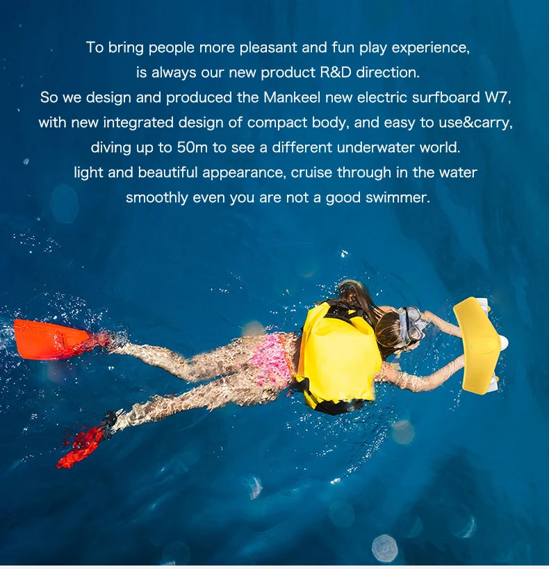 Mankeel W7 Electric Underwater Booster Sea Scooter 300W Dual Speed 6000mAh Diving Propeller For Ocean/Pool Diving Sports