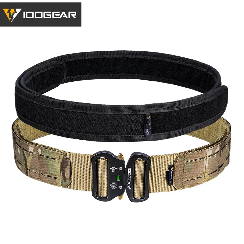IDOGEAR 2 Inch Tactical Belt Quick Release Metal Buckle Laser MOLLE Mens Belts Camo 3415