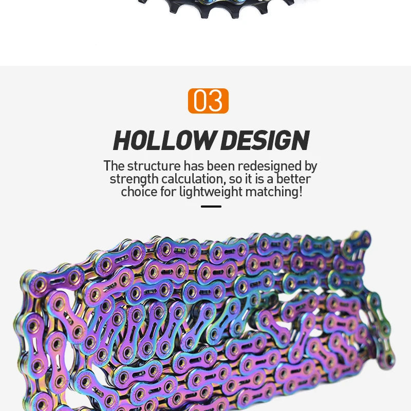 VG Sports Bicycle Chain 6 7 8 9 10 11 Speed 8s 9s 10s 11s Velocidade Titanium Rainbow Gold MTB Mountain Road Bike Chains Parts