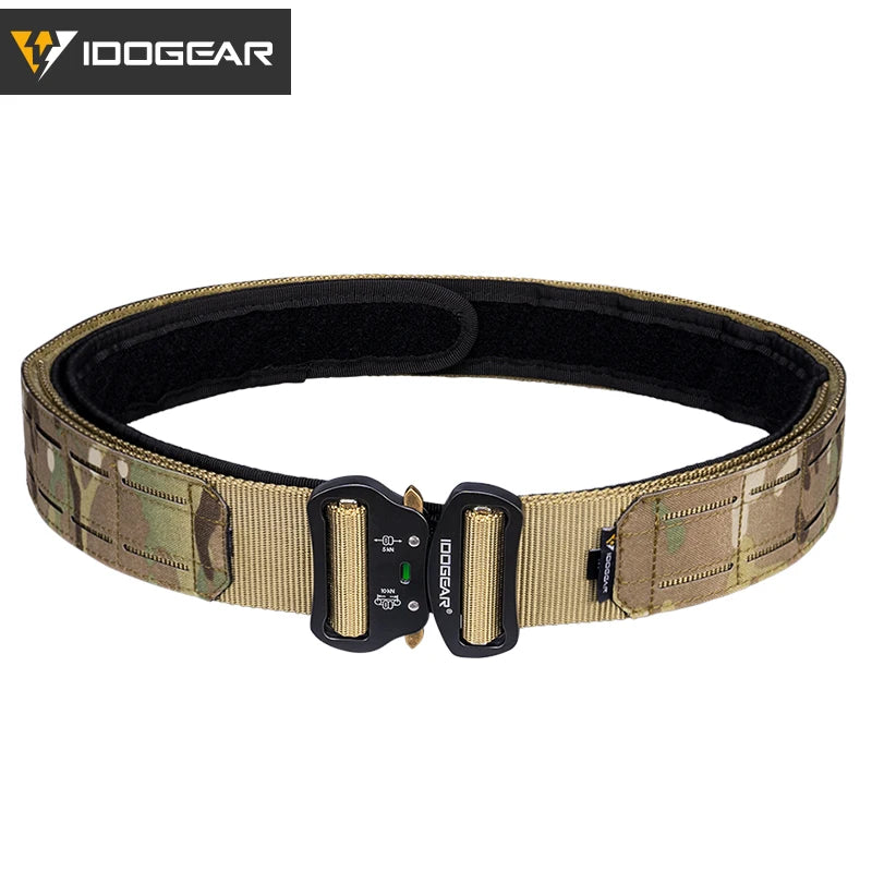 IDOGEAR 2 Inch Tactical Belt Quick Release Metal Buckle Laser MOLLE Mens Belts Camo 3415