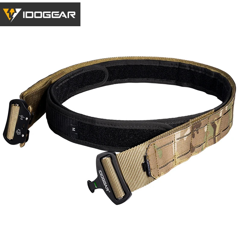 IDOGEAR 2 Inch Tactical Belt Quick Release Metal Buckle Laser MOLLE Mens Belts Camo 3415