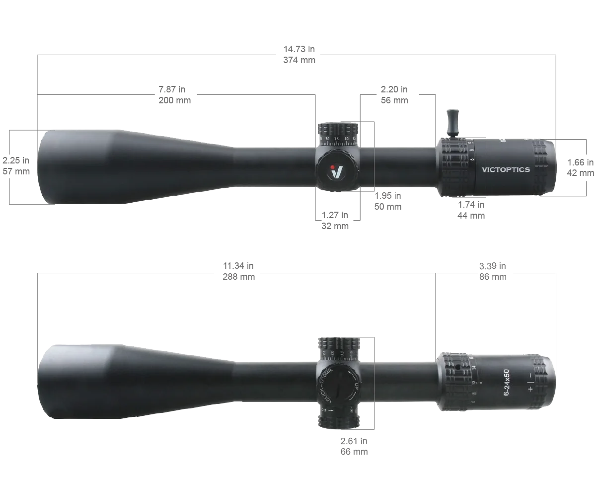 VictOptics S4 6-24X50 MDL Hunting Optical Scope 30mm Tube 1/10 MIL For Sniper Airsoft Guns Fire Arms Riflescope .223 5.56 AR15