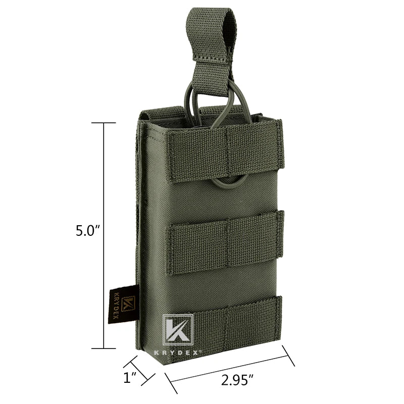 KRYDEX Tactical 5.56 .223 Single Modular Magazine Pouch Open Top MOLLE Holder For M4 M16 Paintball Shooting Hunting Ranger Green