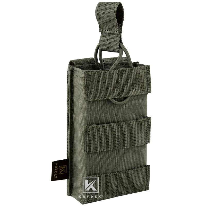 KRYDEX Tactical 5.56 .223 Single Modular Magazine Pouch Open Top MOLLE Holder For M4 M16 Paintball Shooting Hunting Ranger Green