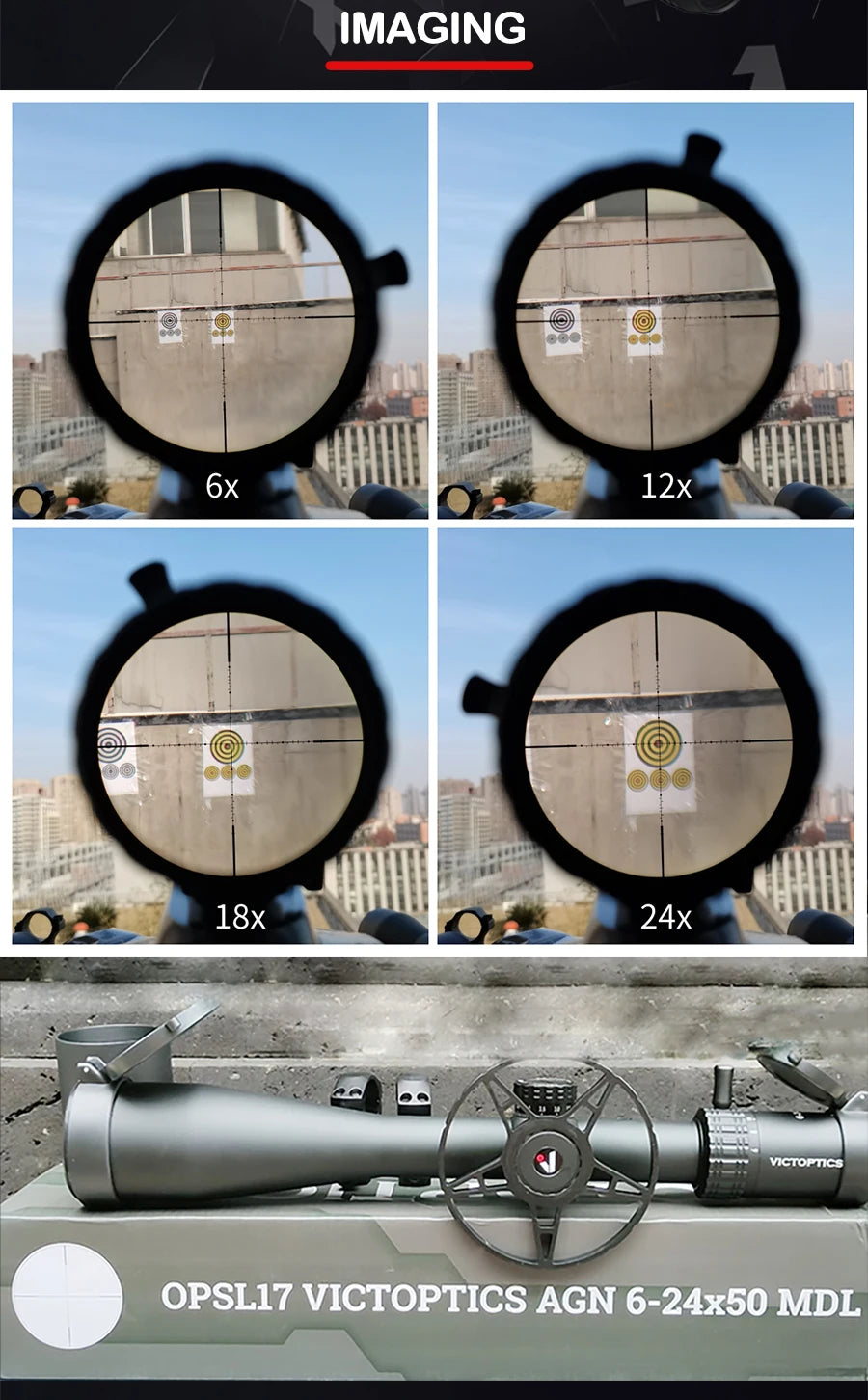 VictOptics S4 6-24X50 MDL Hunting Optical Scope 30mm Tube 1/10 MIL For Sniper Airsoft Guns Fire Arms Riflescope .223 5.56 AR15