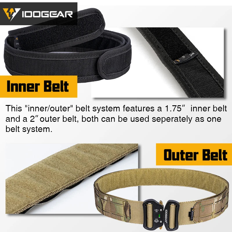 IDOGEAR 2 Inch Tactical Belt Quick Release Metal Buckle Laser MOLLE Mens Belts Camo 3415