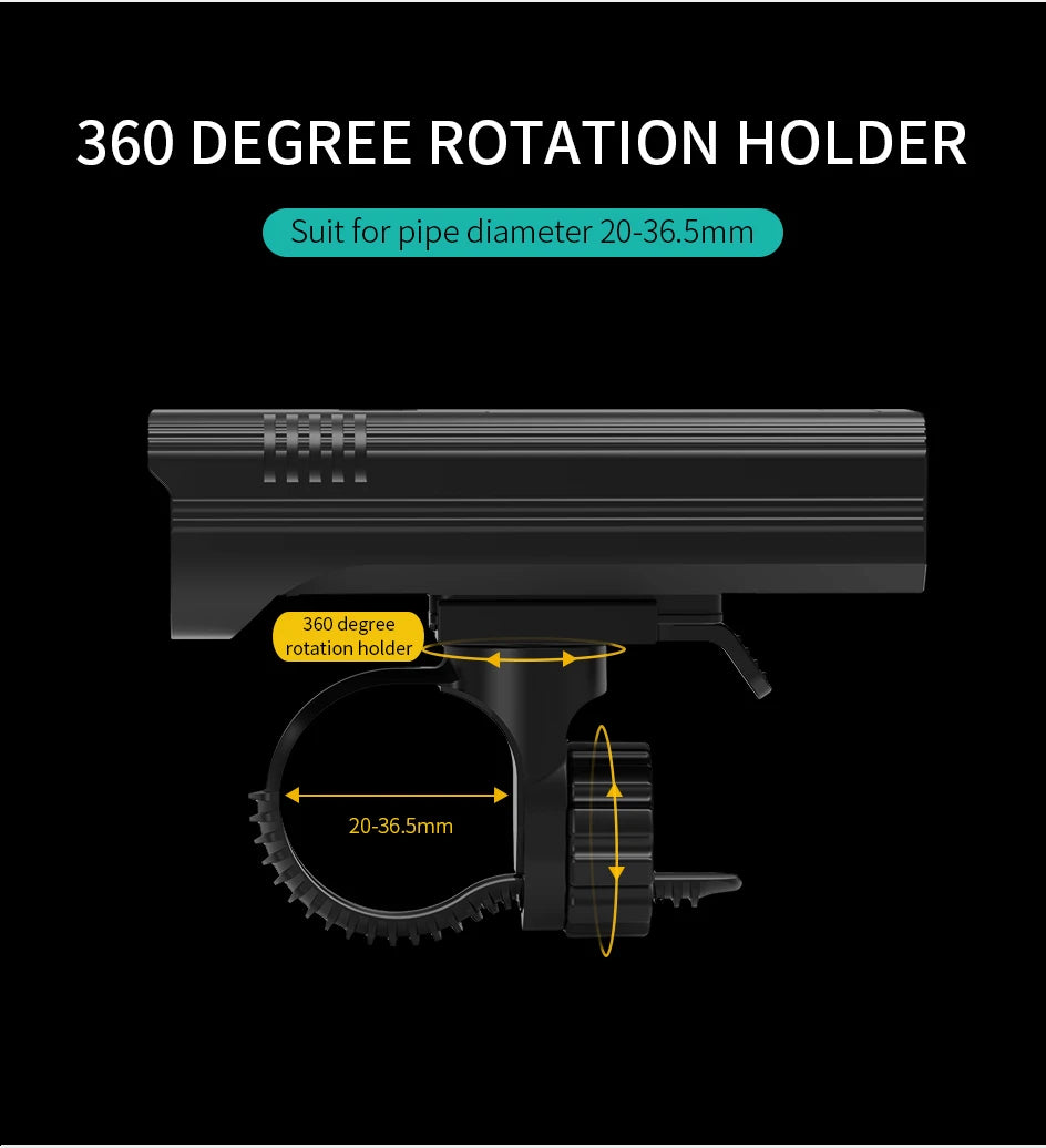 10000-1200mAh Bike Light USB Rechargeable Front Headlight 18650 Battery LED Flashlight for Bicycle Road MTB Lamps Bicycle Light