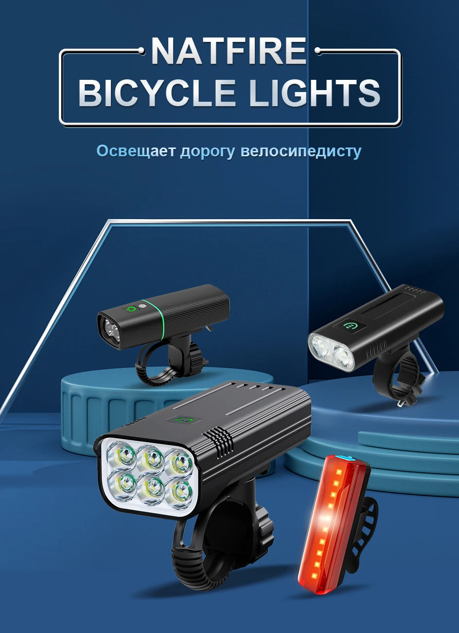 10000-1200mAh Bike Light USB Rechargeable Front Headlight 18650 Battery LED Flashlight for Bicycle Road MTB Lamps Bicycle Light