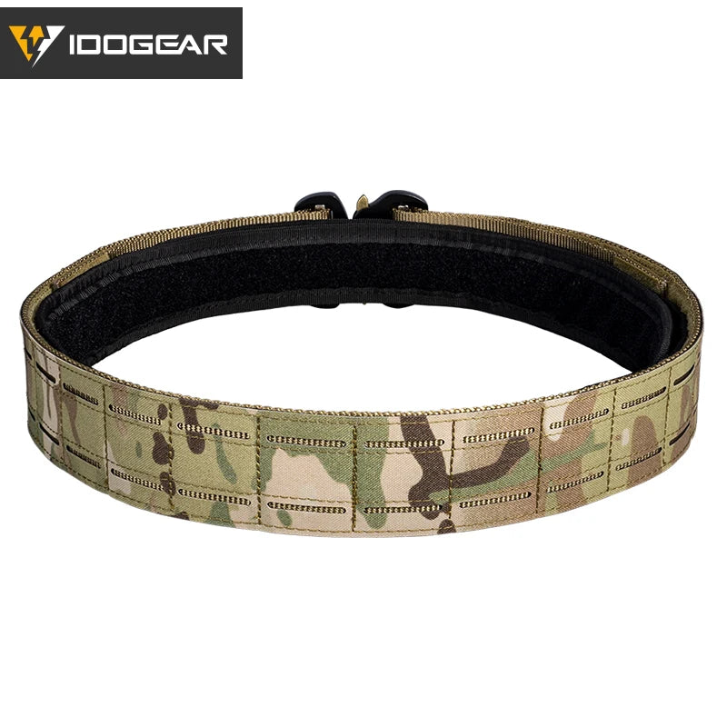 IDOGEAR 2 Inch Tactical Belt Quick Release Metal Buckle Laser MOLLE Mens Belts Camo 3415