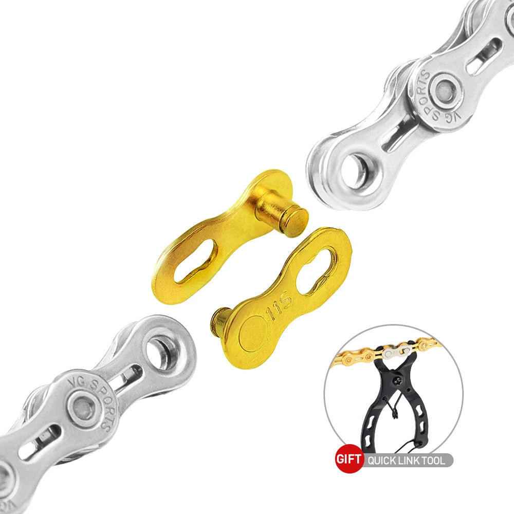 VG Sports Bicycle Chain 6 7 8 9 10 11 Speed 8s 9s 10s 11s Velocidade Titanium Rainbow Gold MTB Mountain Road Bike Chains Parts