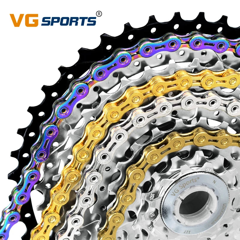 VG Sports Bicycle Chain 6 7 8 9 10 11 Speed 8s 9s 10s 11s Velocidade Titanium Rainbow Gold MTB Mountain Road Bike Chains Parts