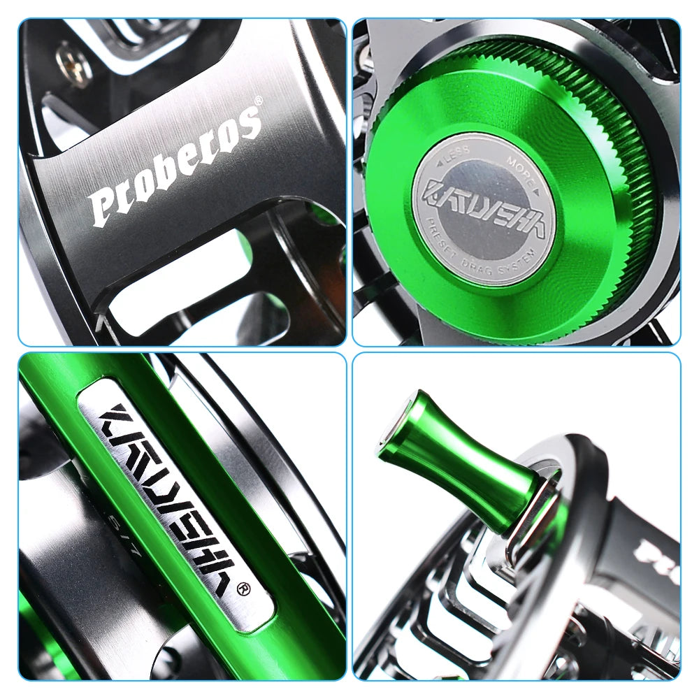 PROBEROS Aluminum 3+1 BB Fly Fishing Wheel Green & Gun Color Fly Fishing Reel CNC Machine Right & Left Handle Fly Reel