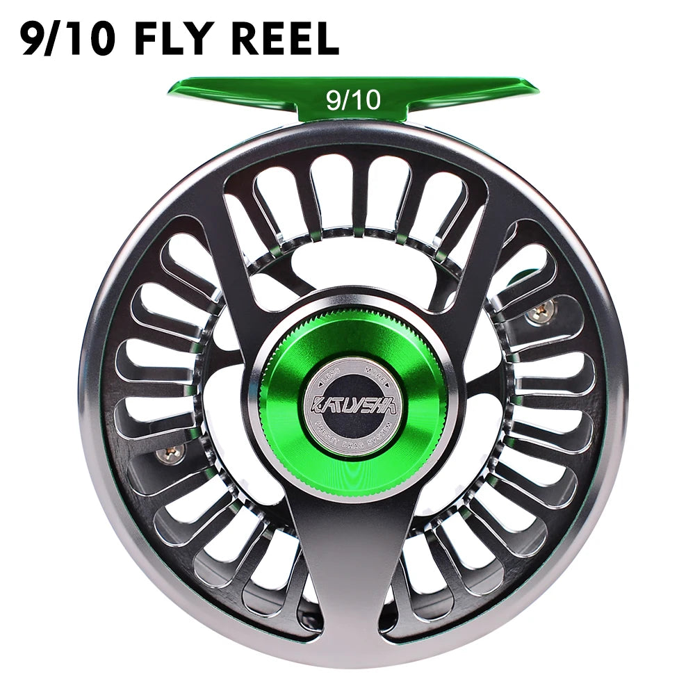 PROBEROS Aluminum 3+1 BB Fly Fishing Wheel Green & Gun Color Fly Fishing Reel CNC Machine Right & Left Handle Fly Reel
