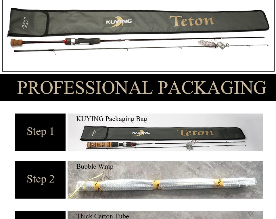 KUYING Teton UL Ultra-light Soft Fishing Rod 1.8m 1.9m 1.92m Lure Carbon Casting Spinning Cane Pole Medium Action FUJI Part