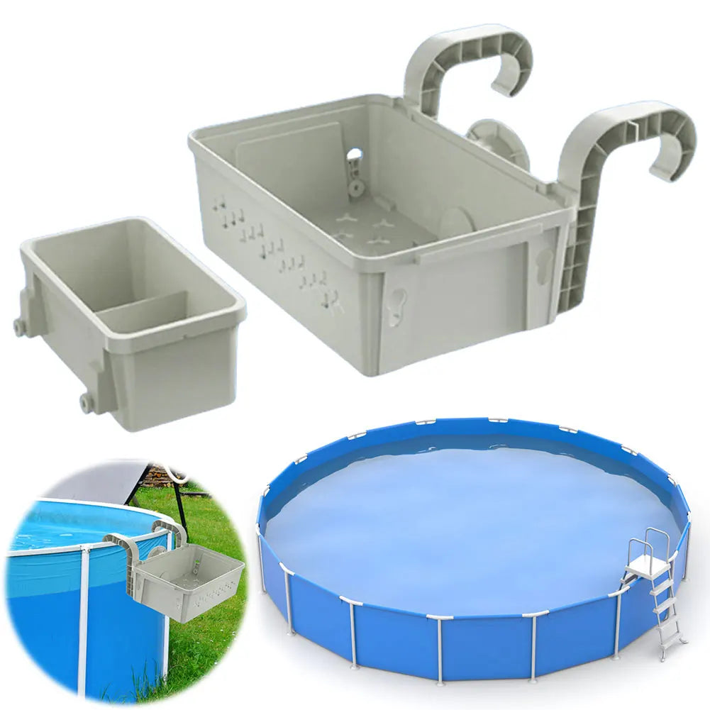 Poolside Storage Baskets with Cup Holders Fit 3-Inch Or Smaller Top Rails Pool Hanging Basket for Above Ground Pool