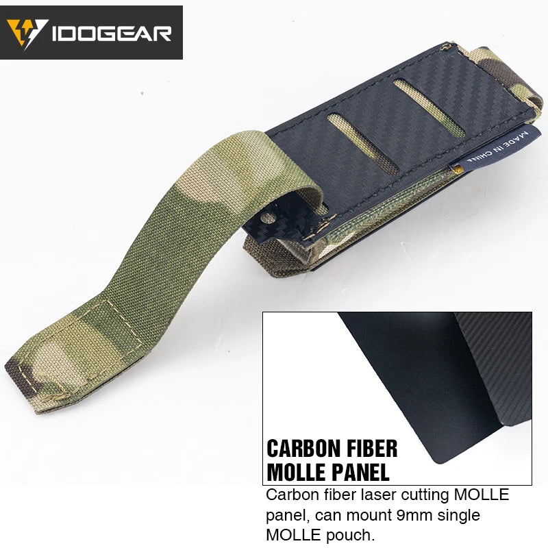 IDOGEAR Carbon Fiber Tactical Mag Pouch 9mm Single Carrier MOLLE Compatible Quick Drain Anti-slip Lightweight  IG-BG3589