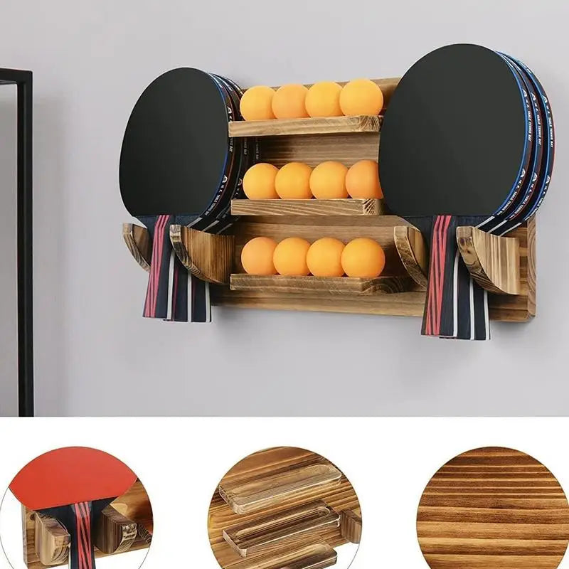Table Tennis Paddle Holder Large Capacity Wooden Table Tennis Paddle Display Holder Storage Organizer Racket Mount storage Rack