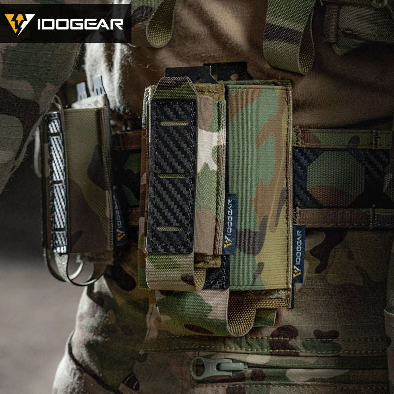 IDOGEAR Carbon Fiber Tactical Mag Pouch 9mm Single Carrier MOLLE Compatible Quick Drain Anti-slip Lightweight  IG-BG3589