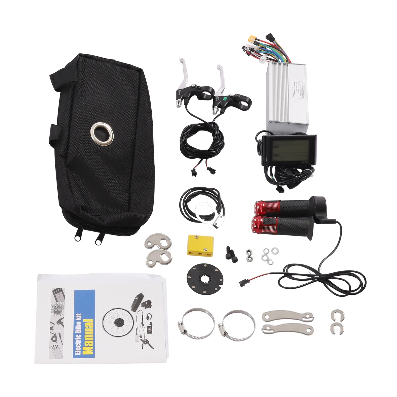 72V 2000W Rear Wheel Electric Bicycle Motor Kit Hub Motor Wheel E-Bike Conversion Kit w/ LCD Display 7 Speeds for 26-inch Bike