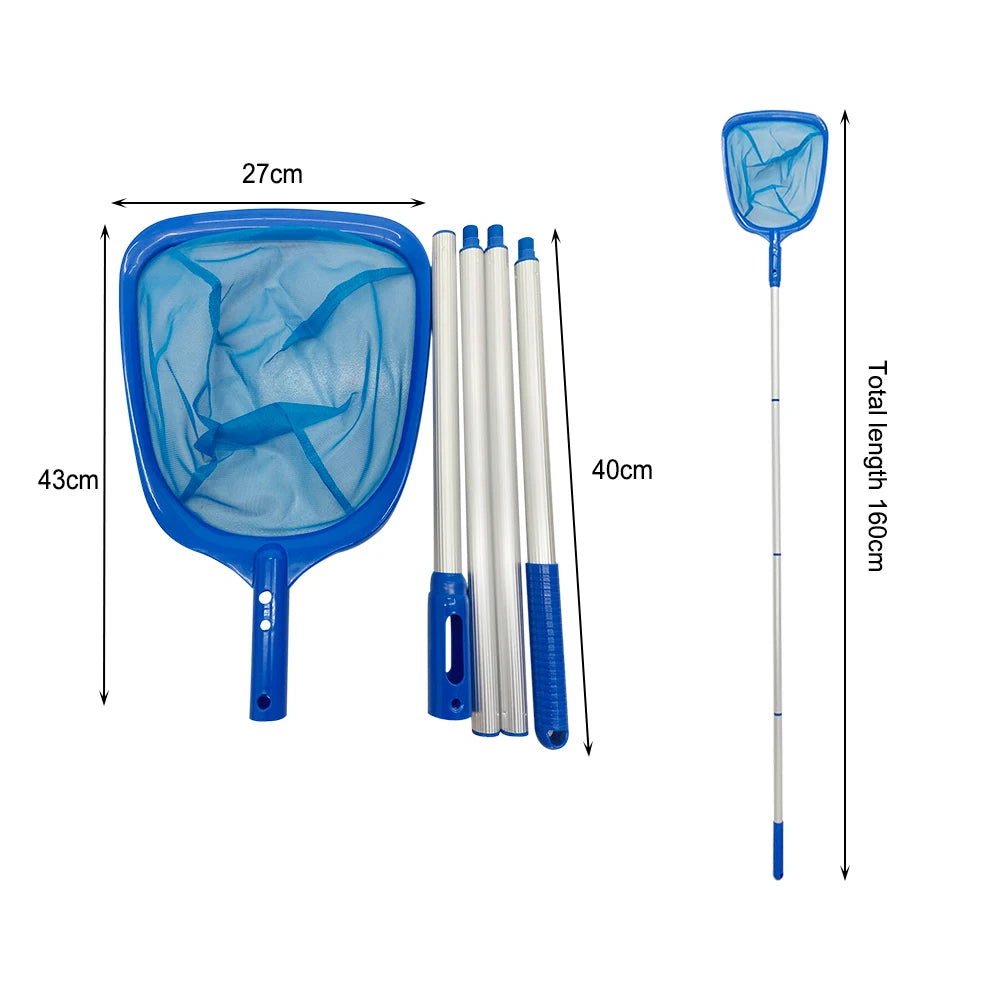 Fish Pond Skimmer Net Telescopic Swimming Pool Net Leaf Skimmer Detachable Lightweight Multifunctional Debris Tools Accessories