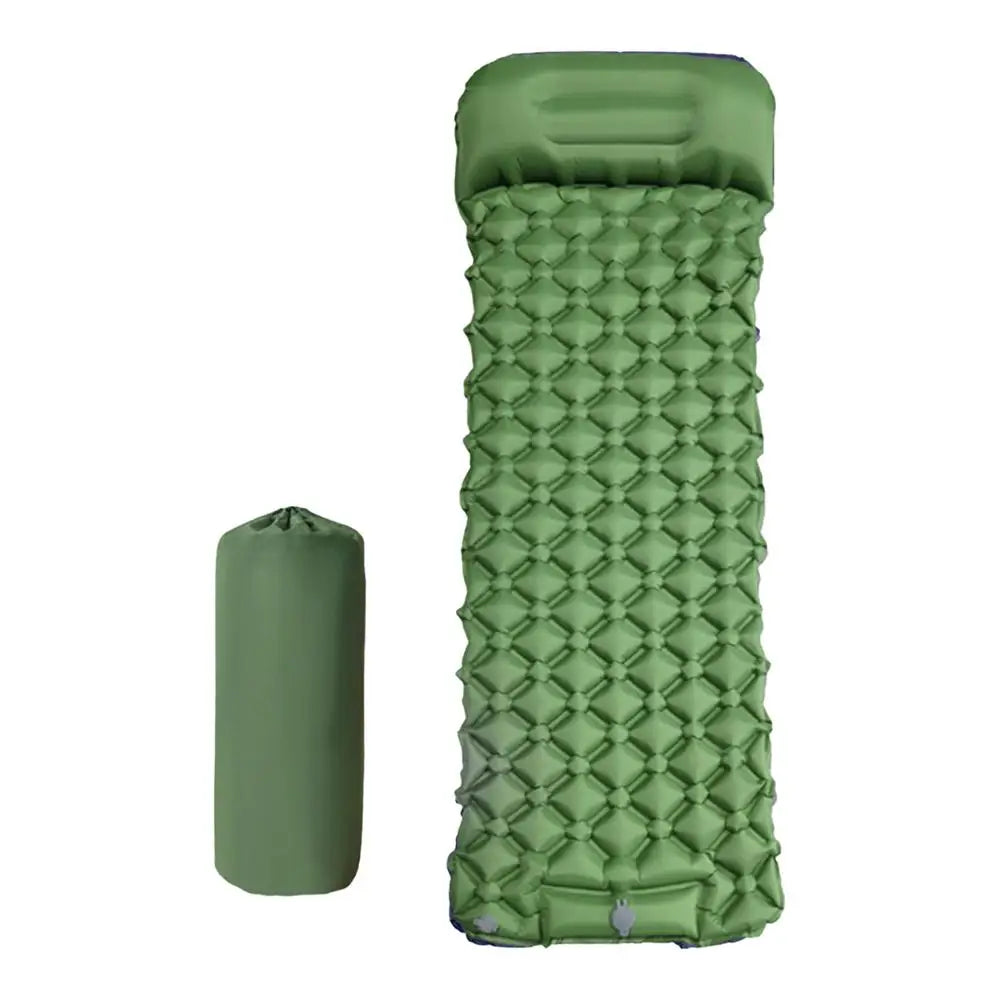 Inflatable Camping Mattress With Pillow Outdoor Sleeping Pad Ultralights Air Mat Built-in Footstep Inflator Pump For Camp Tent