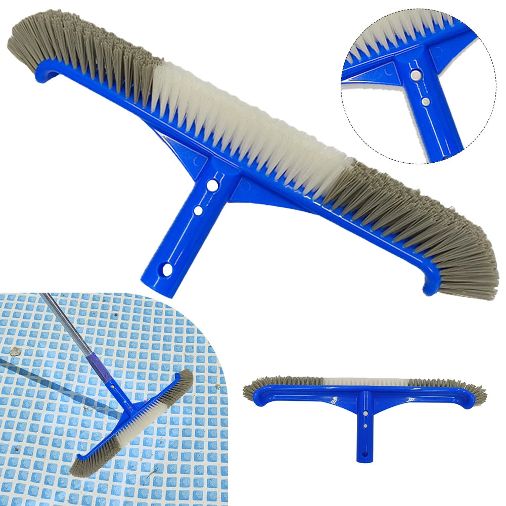 17 Inch Swimming Pool Scrub Brushes with EZ Clip Heavy Duty Pool Brush Head for Cleaning Inground Pool Tiles Walls Floor Steps