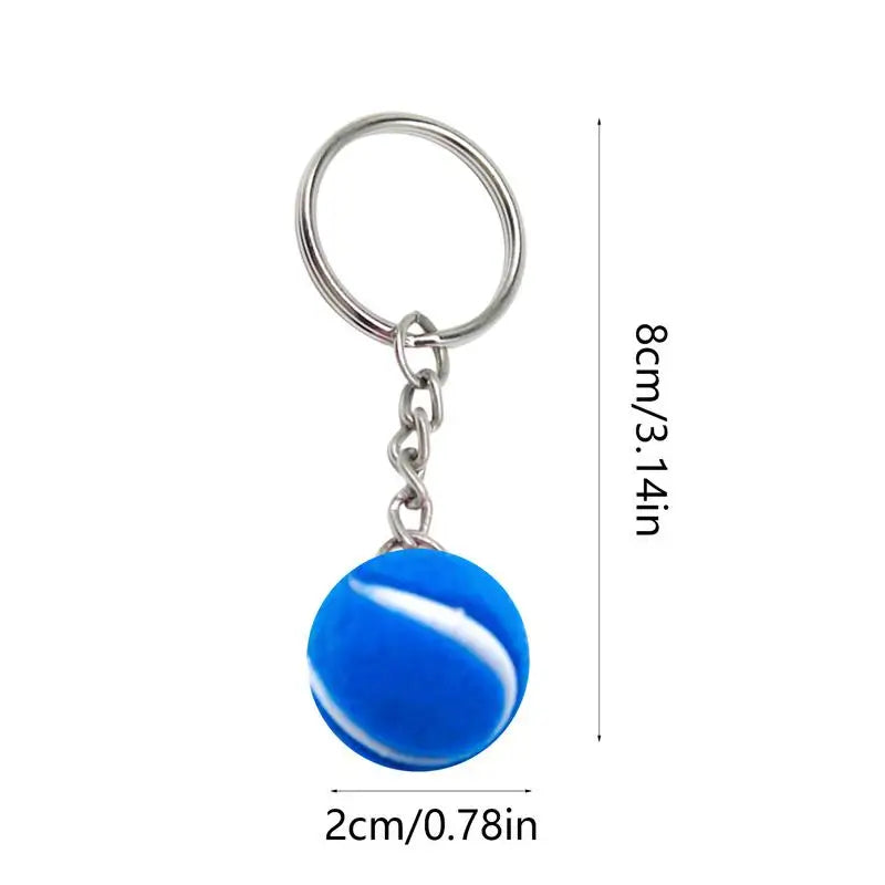 7 Color Key Chain Tennis Ball Metal Keychain Car Key Ring Sports Chain Sliver Color Mini Tennis Racket Backpack Pendant Gifts