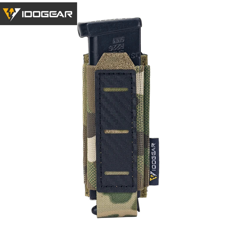 IDOGEAR Carbon Fiber Tactical Mag Pouch 9mm Single Carrier MOLLE Compatible Quick Drain Anti-slip Lightweight  IG-BG3589