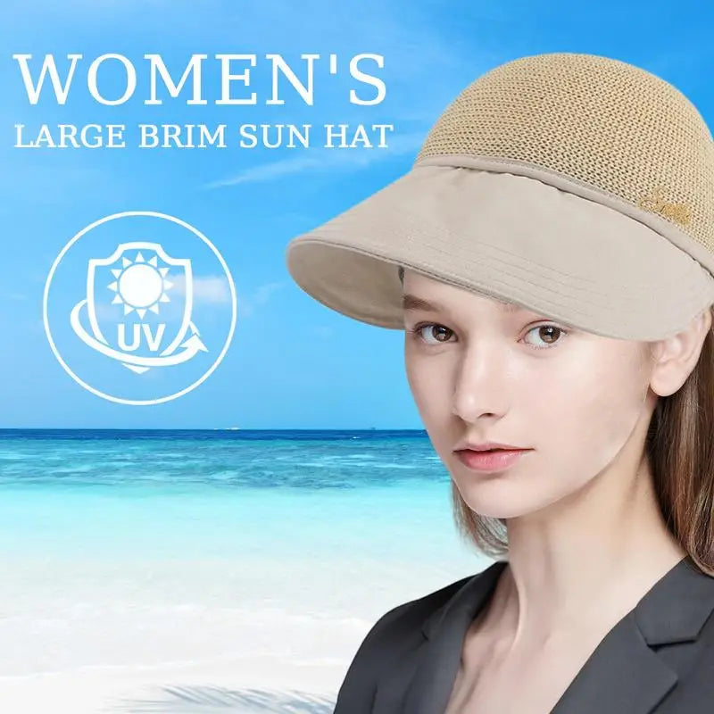 Sun Visor Hats For Women Sun Straw Hat With UV Protection Wide Brim Enlarged Rounded Edge For Women Girlfriend