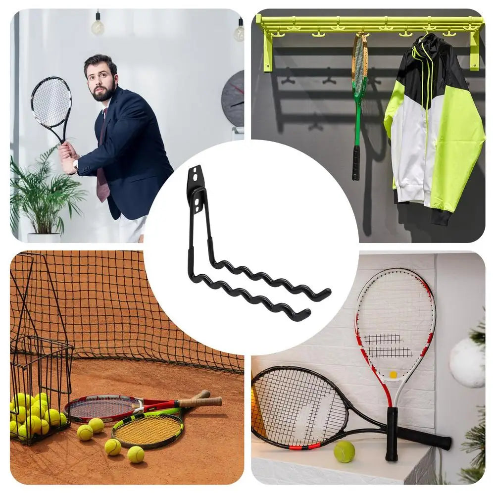 Wall Mounted Racket Holder Tennis Racket Holder Badminton Racket Holder Wall Waves Hook Storage Holds 6 Racquets Display Rack