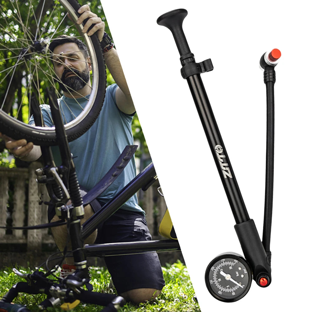 300PSI MTB Bike Shock Pump with Gauge Bike Air Shock Absorber High Pressure Portable Cycling Inflator for Fork & Rear Suspension
