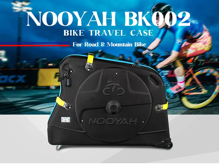NOOYAH Bike Travel Case Bicycle Transport Bag EVA Case MTB Road Bike Accessories Hardshell Round Trip Suitcase Bike Travel Tools