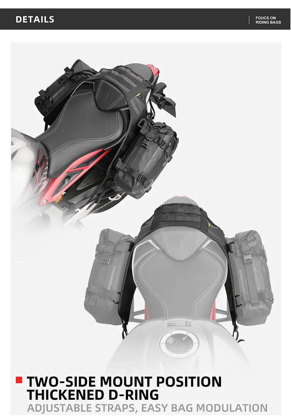 Rhinowalk Motorcycle Side Bag With Base Waterproof 6L/8L/10L/15L Motor Rear Seat Bag Rack Motocross Storage Backpack