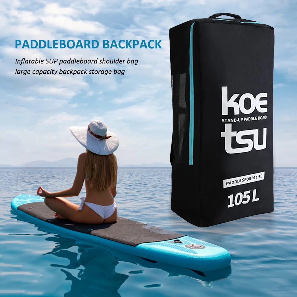 Portable Paddle Board Bag Carrier Large Capacity 80L/105L Inflatable Paddle Backpack with Side Small Pocket for Outdoor Surfing