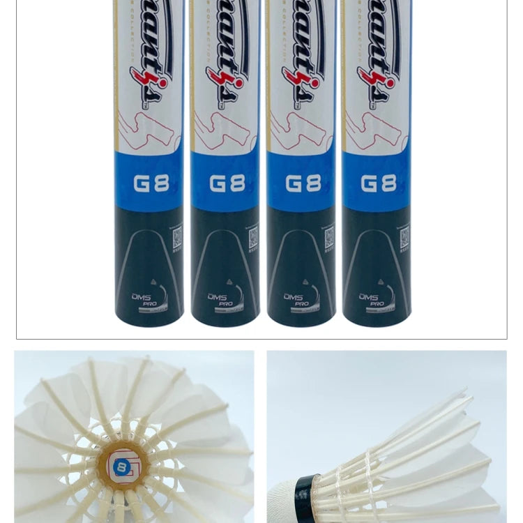 12Pcs G8 Professional Competition Badminton Shuttlecocks Birdies Full Goose Feather Ball