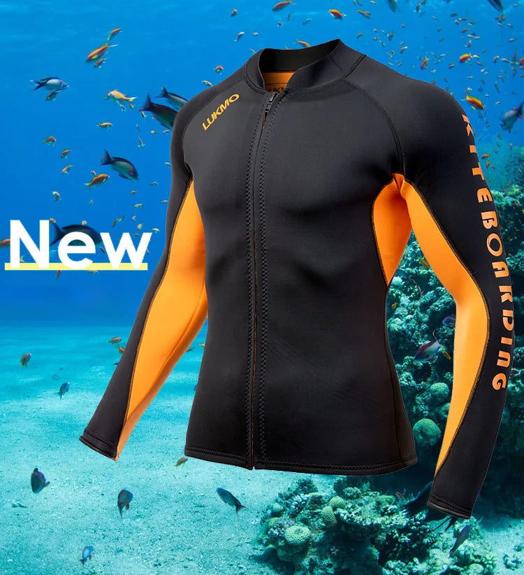 2MM Neoprene Men Split Diving Suit Jacket Swimming Top Suit Windproof Warm Jacket Surfing Motorboat Diving Jacket