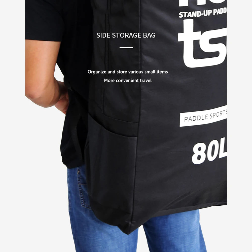 Portable Paddle Board Bag Carrier Large Capacity 80L/105L Inflatable Paddle Backpack with Side Small Pocket for Outdoor Surfing