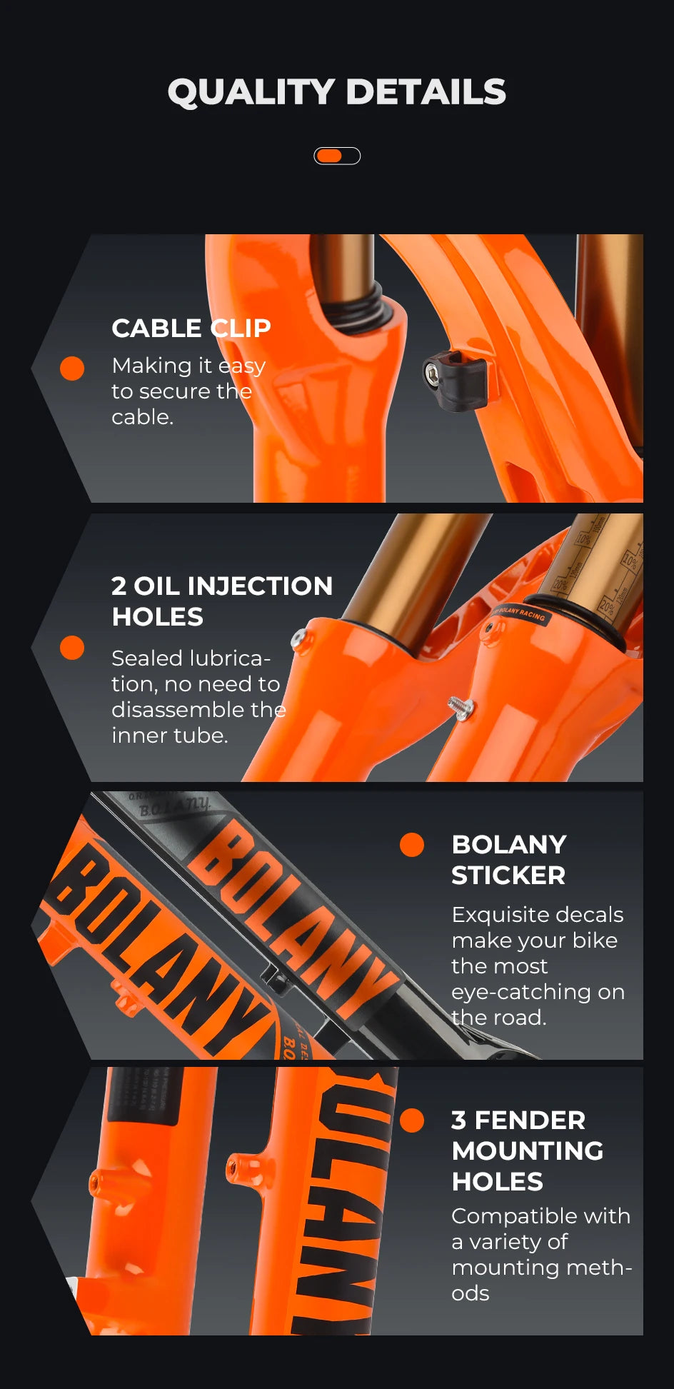 BOLANY Bike Air Fork 27.5/29inch 120mm Travel Oil Air Suspension Lightweight Magnesium Alloy Quick Release Bicycle Fork