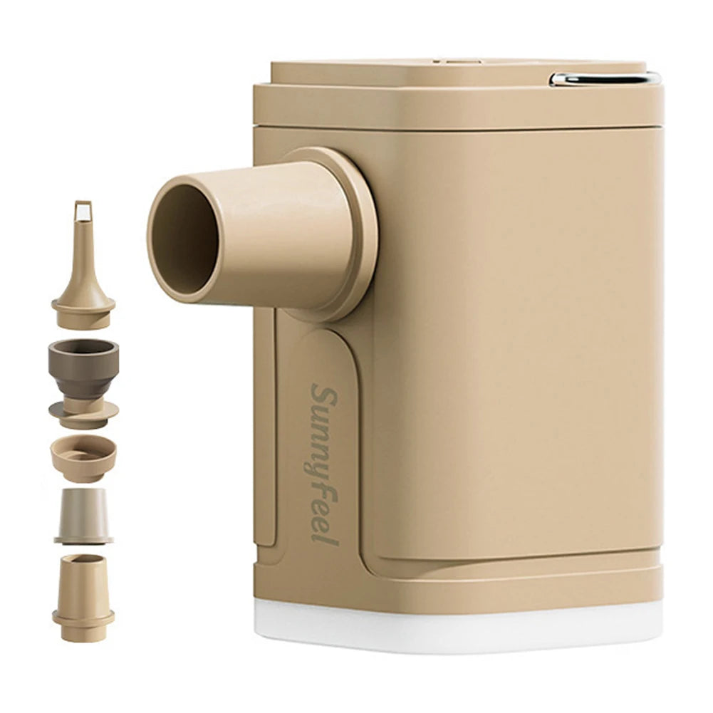 Electric Air Pump Air Mattress Pump USB Rechargeable Quick-Fill Inflator Pump with Camping Light with 5 Nozzles for Pool Floats