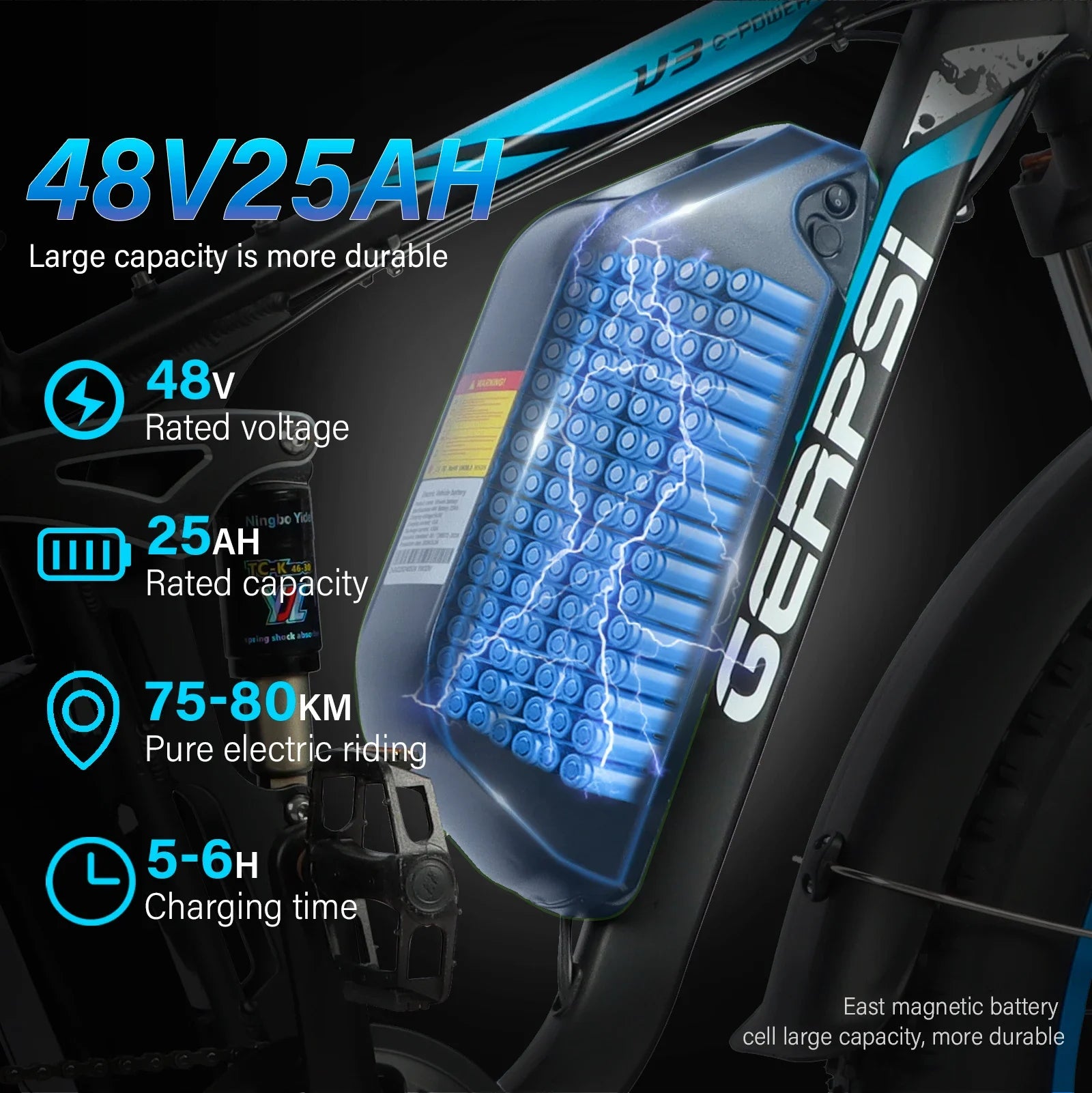 2025 new model DP2603-3000W dual motor 48V25AH26*4.0 fat tires dual suspension adult off-road all-terrain electric bicycle