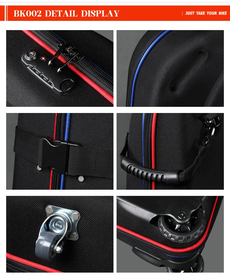 NOOYAH Bike Travel Case Bicycle Transport Bag EVA Case MTB Road Bike Accessories Hardshell Round Trip Suitcase Bike Travel Tools