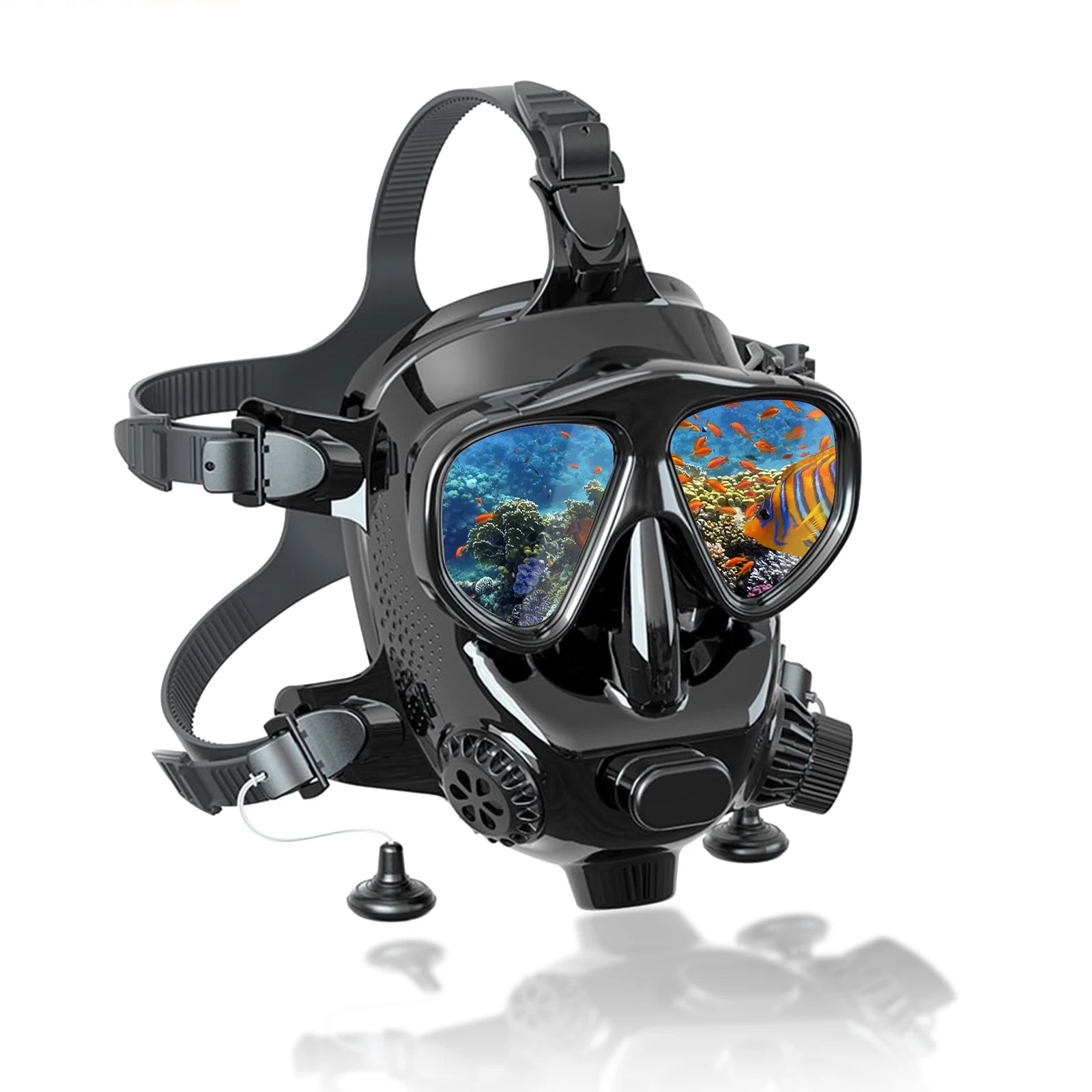 TUDIVING-Full Face Diving Mask with Camera Mount,Full Face Snorkel Mask for Adults Compatiable 1L/2L Scuba Diving Tank