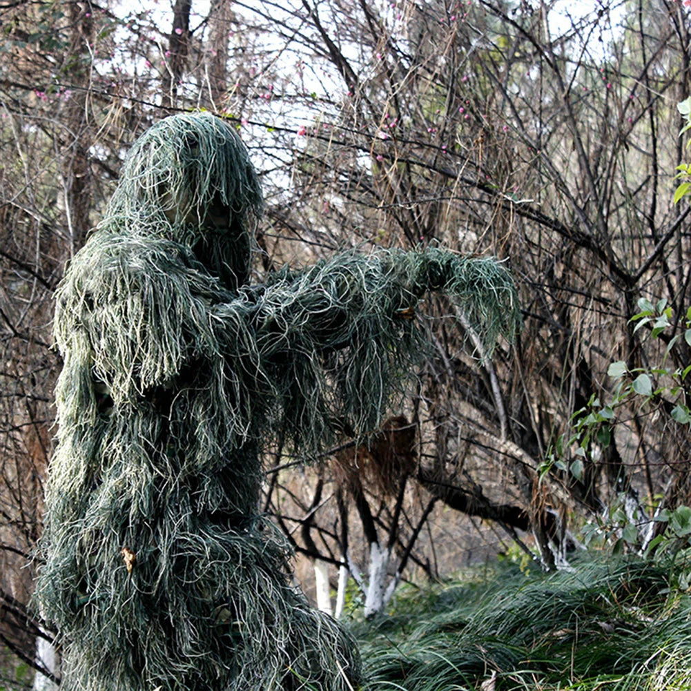 5Pcs/Set Woodland Hunter Ghillie Suit with Jacket Pants Hood Carry Bag Paintball Ghillie Suit for Men Woman