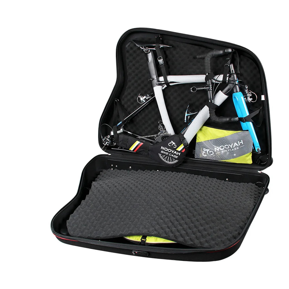 NOOYAH Bike Travel Case Bicycle Transport Bag EVA Case MTB Road Bike Accessories Hardshell Round Trip Suitcase Bike Travel Tools