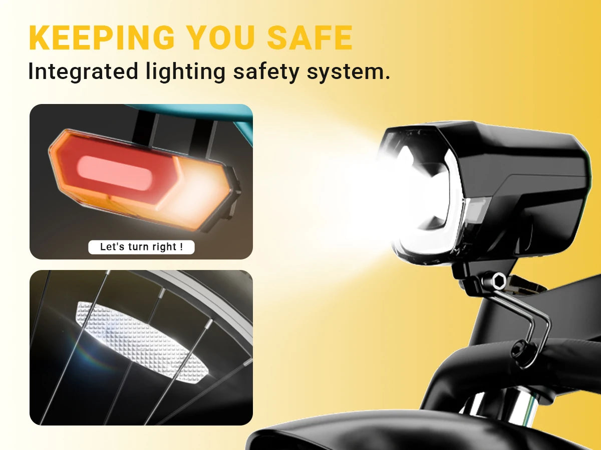 City E-Bike 750W Motor 48V15AH Battery with Seat Back + Footrest Electric Bike 26*3.0-inch Fat Tire NFC Unlock Electric Bicycle